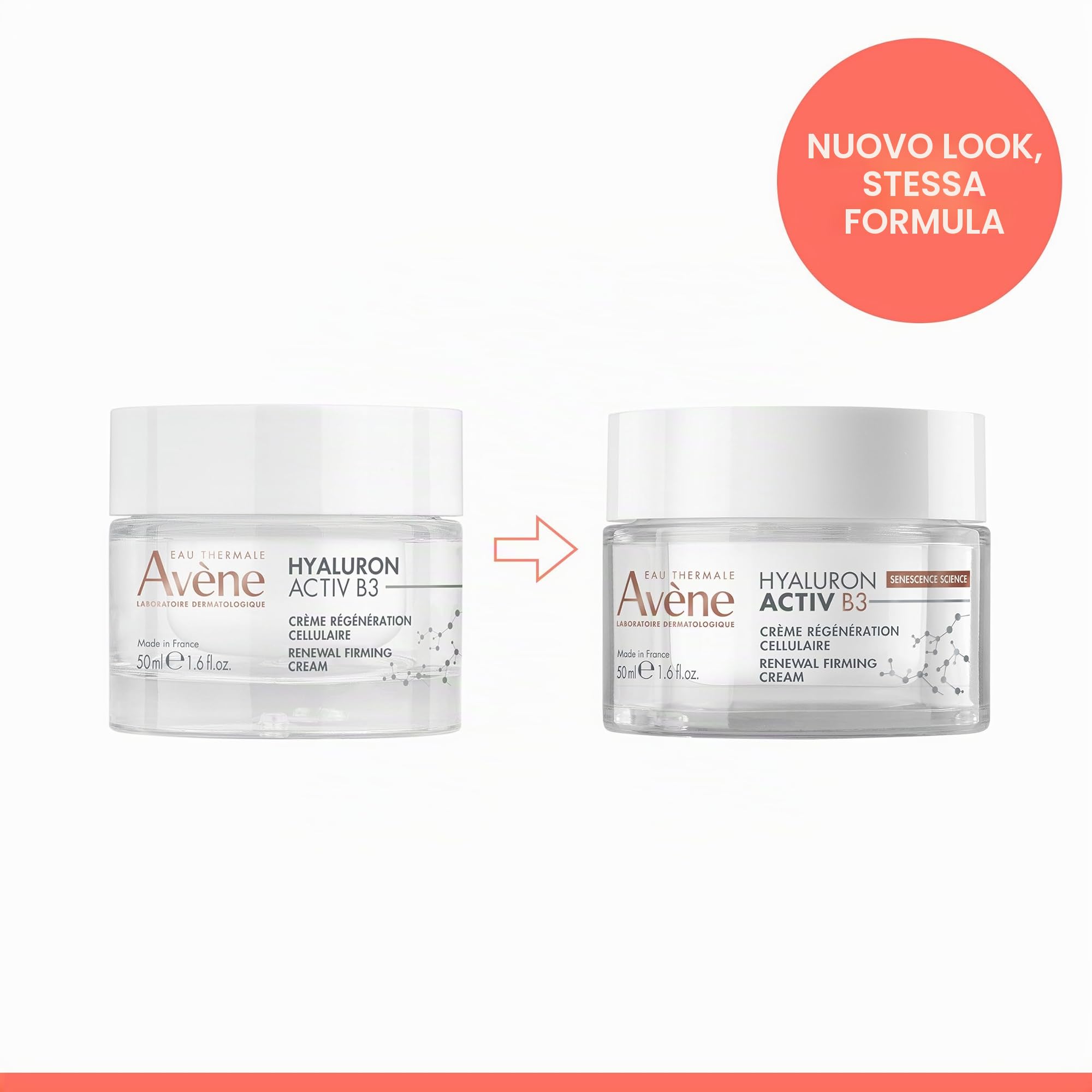 AVÈNE Hyaluron Activ B3 - Crema Rigenerante Cellulare Antietà - Viso 50 ml | Crema giorno - Acido Ialuronico, Niacinamide, Acqua termale Avène - Corregge, leviga le rughe - Rimpolpante