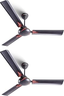 LONGWAY Creta P2 1200 mm/48 inch Ultra High Speed 3 Blade Anti-Dust Decorative Star Rated Ceiling Fan (Smoked Brown, Pack of 2)