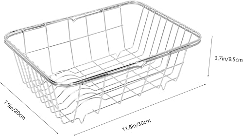 Miniatura 4 de Escurridor telescópico para fregadero, estante de secado de platos plegable, estante de secado de platos de acero inoxidable, colador de metal,