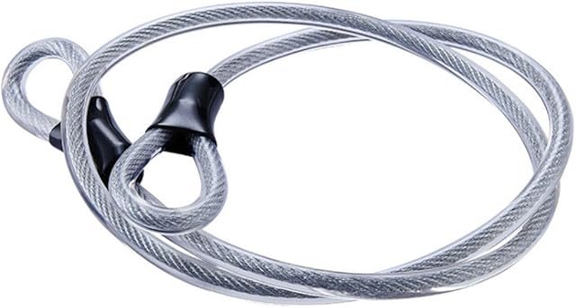Stainless Steel Safety Cable, Double Loop Braided Steel Cable Flexible Lock Cable Lock 3/8 inch U-Lock, Padlock, Transparent Wire Rope with Ring, Electric Door, Bicycle, Glass Door Lock, Door Handle