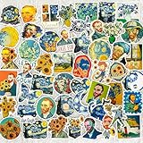 50PCS Van Gogh Artistic Stickers - Starry Night Art, Sunflowers, Self-Portraits, Aesthetic Vinyl Waterproof Stickers for Laptop, Water Bottle, Journal, Scrapbook, Art Lovers Gift
