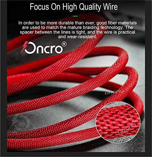 Image of RED Indestructible Data Cable Fast Charging, Short mini Small 25 cm Nylon Braided Power Bank Cable for Type c oneplus 6, 7, 8, Galaxy s 9 + Note 8, lg Moto g7 6 5, Charge & sync 2.4A max