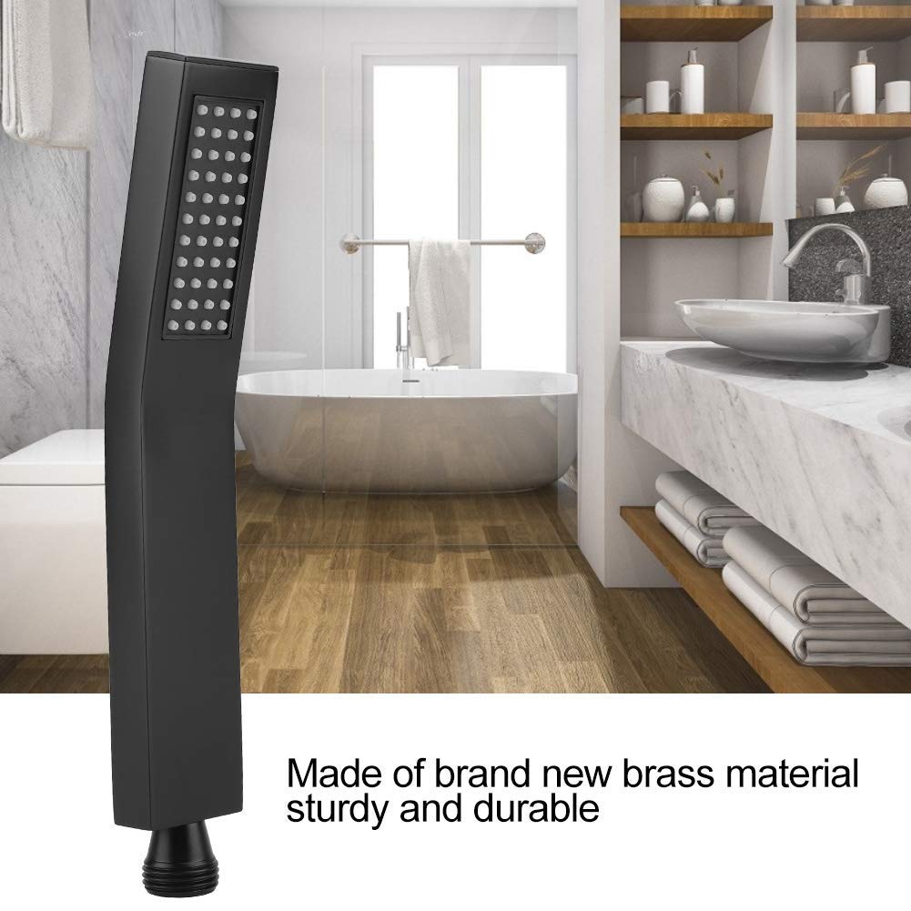 Soffione Doccia Portatile Nero Opaco, Spruzzatore Doccia Quadrato In Ottone Con Forte Flusso D'acqua per Casa E Bagno