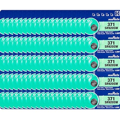 Murata 371 Battery SR920SW 1.55V Silver Oxide Watch Button Cell (100 Batteries) Cover