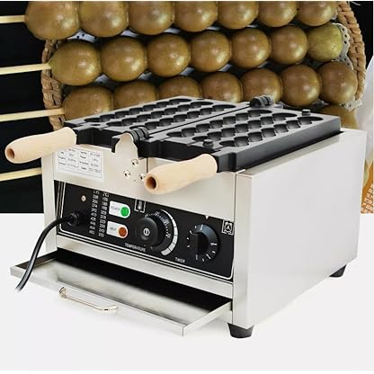 1500W Waffelmaschine Edelstahl Kommerzielle Waffeleisen Temperature Adjustable mit Timer Elektrisch Bubble Waffle Maker Machine für Bäckereien Teerestaurants