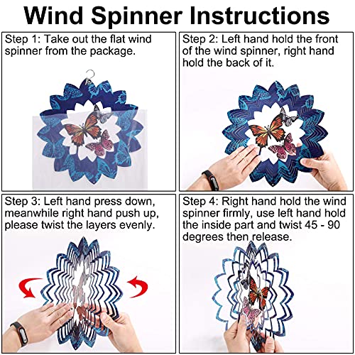 Garden Wind Spinners,3D Hummingbird Wind Spinner Craft Room Decor,Kinetic Spinner Outdoor Metal Large,12Inch Bird Hanging Spinner Indoor Yard Decoration,Stainless Steel Wind Sculptures & Spinners #TOP5