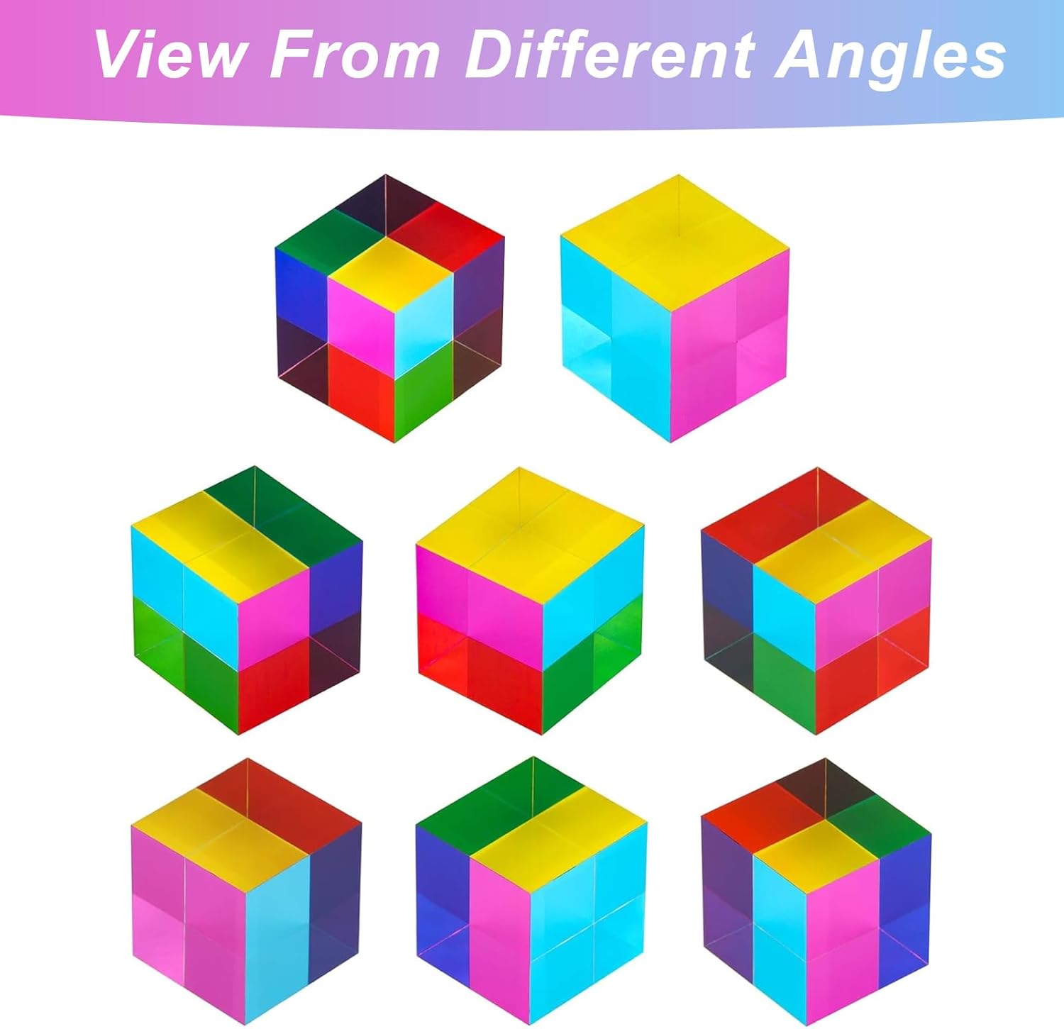 CMY Cube Track Color Cube Acrylic Cube (60mm), Color Mixing Prism, Desk Decoration and STEM Educational Toy, Creative Gift for Kids and Adults