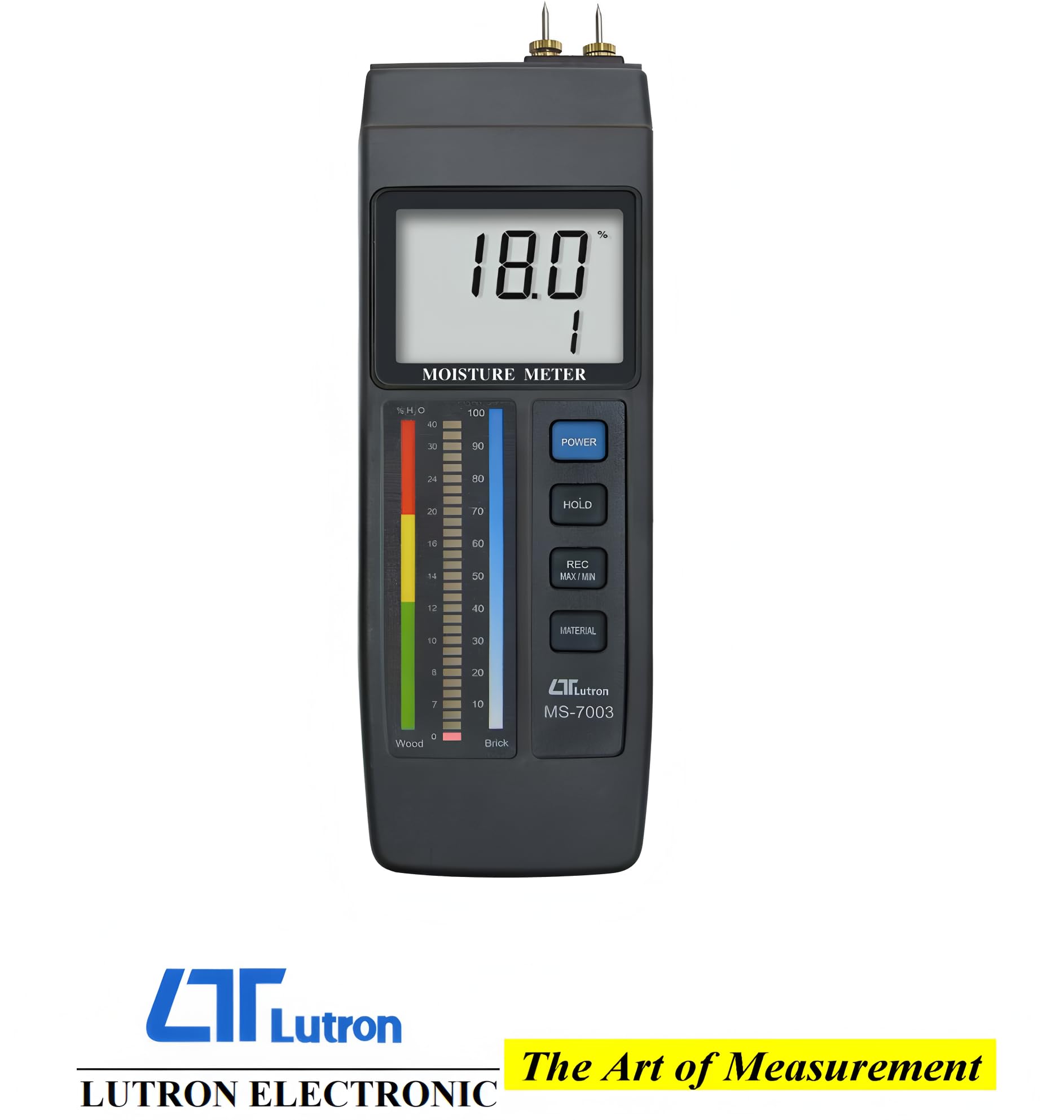 i-POOK MOISTURE METER MS-7003 Wood Moisture Meter all in one, bar graph LED + LCD MOISTURE METER Measures 6% to 40% moisture range on wood and 0 to 100% relative moisture Made in Taiwan