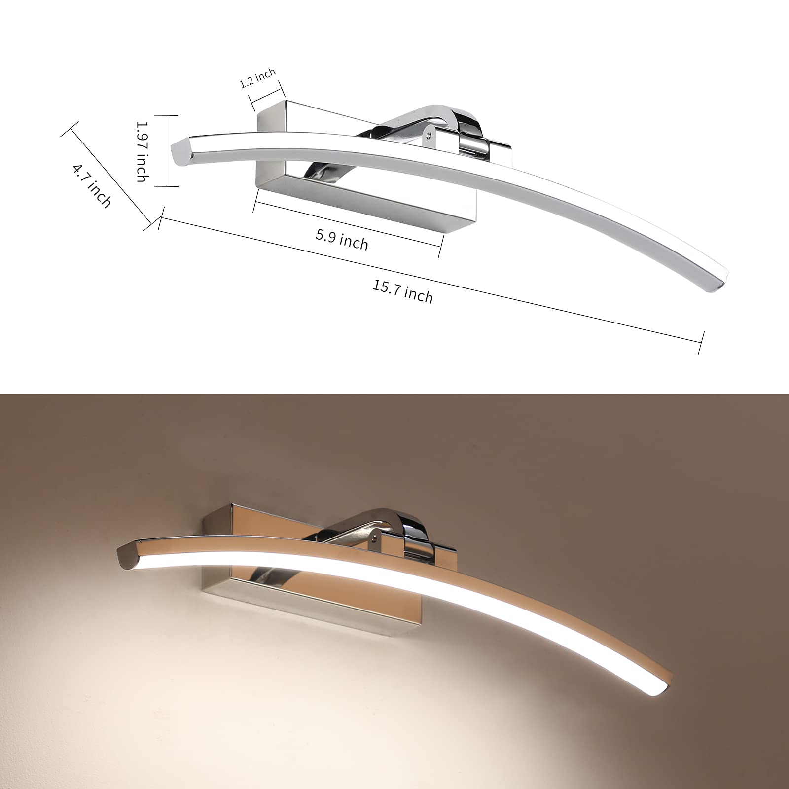 LED Spiegellamp 10W 720 Lumen Zwart Badkamerspiegellamp Neutraal LED Spiegellamp 10W 720 Lumen Zwart Badkamerspiegellamp Neutraal