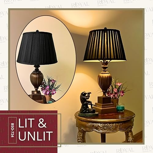 Miniatura 3 de Royal Designs Empire - Pantalla plisada para lámpara básica, color negro y dorado, 12.5 x 20 x 13.5 pulgadas
