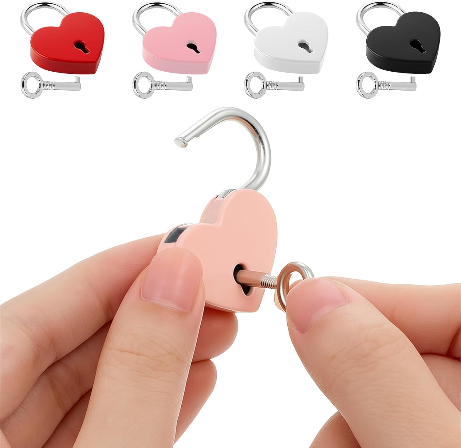 4 Pcs Multicolor Mini Heart Locks Small Diary Love Heart Locks Colorful Hearts Padlock for Diary Book, Storage Box, Jewelry Box, Schoolbag Decor