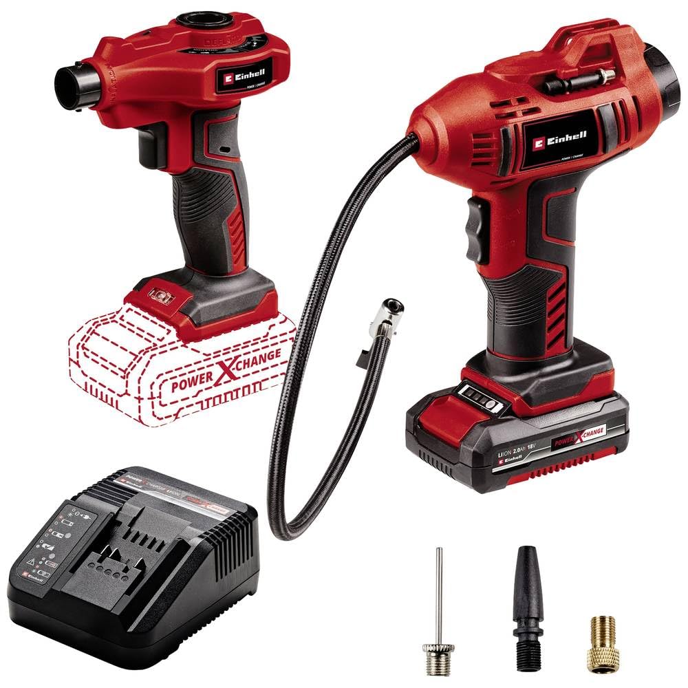 Einhell Akku Auto-Luftkompressor CE-CC 18 Li + Akku-Luftpumpe CE-AP 18 Li Power X-Change Set (18 V, inkl. Zubehör, 1x 2.0 Ah Akku und Ladegerät)