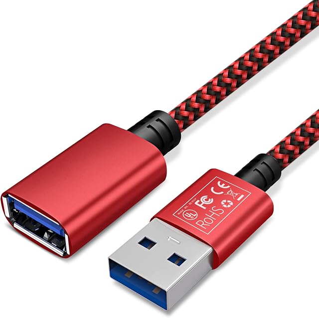 Thoolor USB 3.0 Extension Cable, 2M USB A Male to A Female Nylon Extension Lead High Speed USB Extender for Printer, Scanner, Camera, Card Reader, USB Disk, Keyboard, Charging Cables