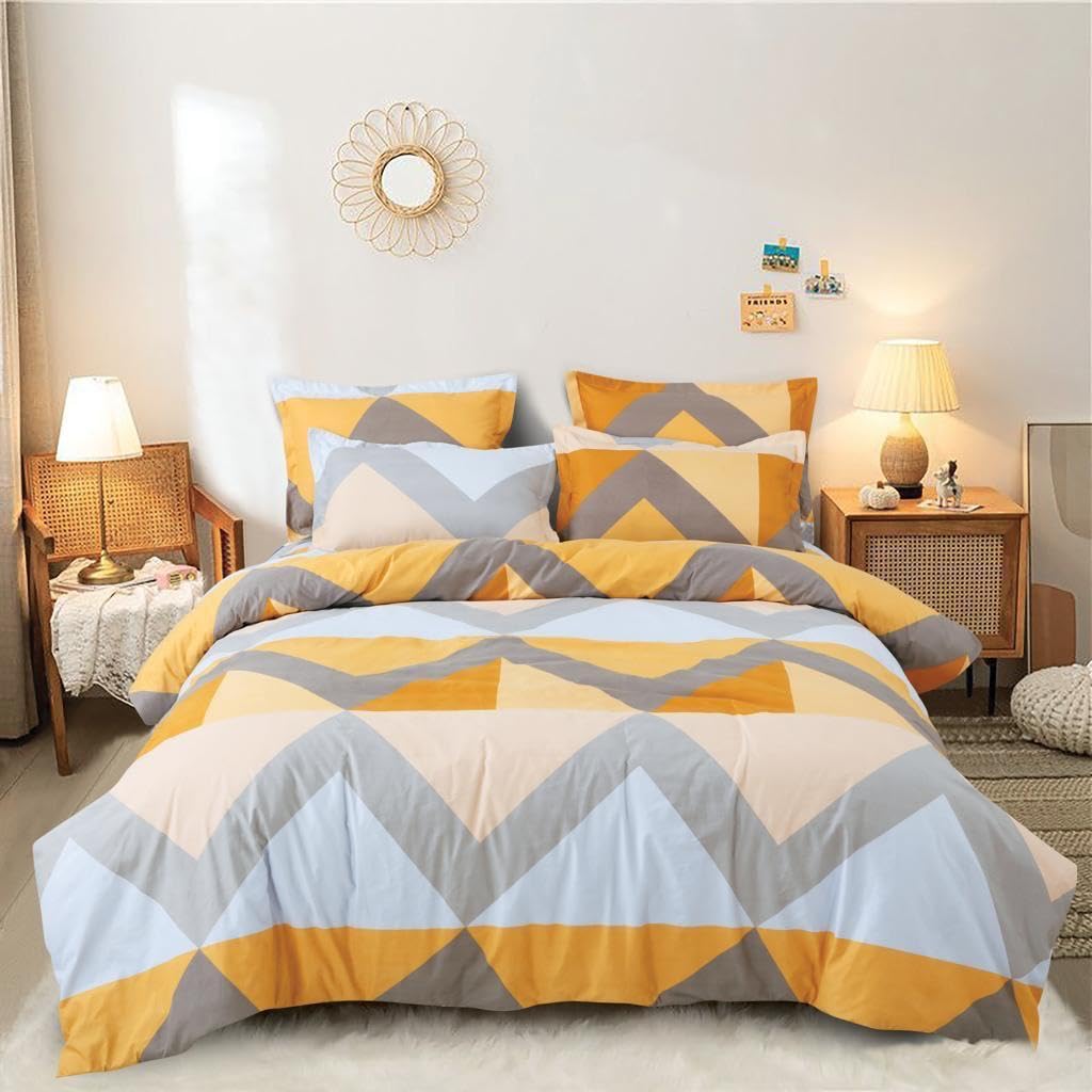Glace Cotton Double King Size Duvet Cover II Razai Cover II Quilt Cover for Double Bed Size with Zipper (Dohars) 90x100 inch-Multicolor-image-21