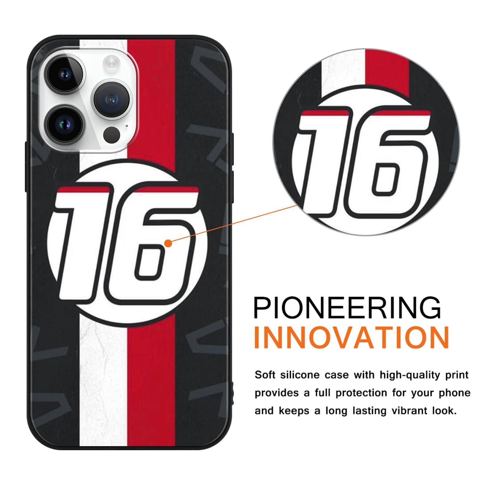 Yomyejisoo [2 Confezioni] Cover per iPhone 11 6.1,Custodia TPU Soft Gel Silicone Antiurto per Moda Cool Charles Leclerc Stella 16 Pattern Disegni Protettiva Nero Case, M01