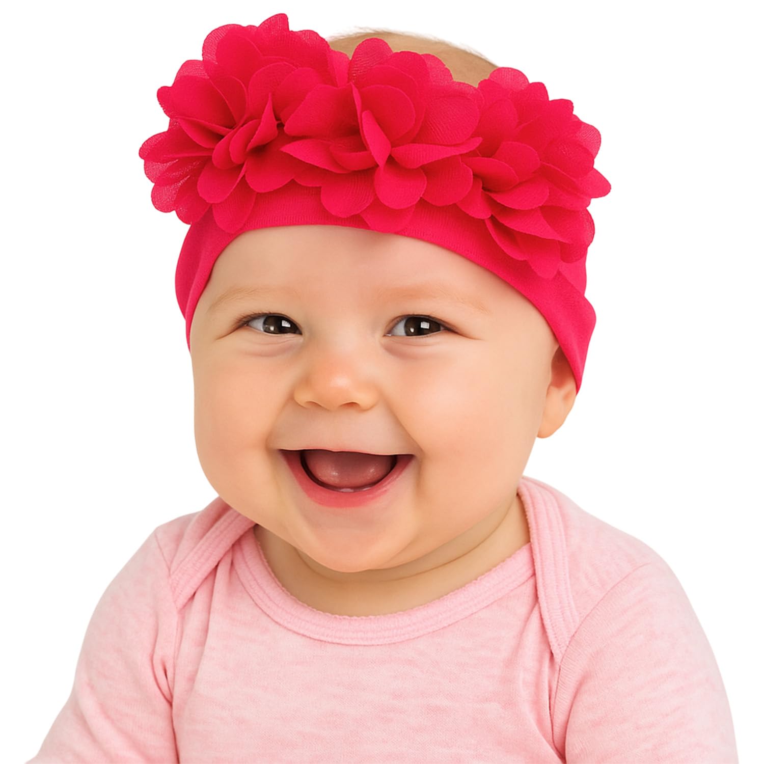 SYGA Baby Headbands Nylon Strechable Soft Flower Bow Hairbands for Newborns, Infants, Toddlers and Kids 0-3 Years (Rose Red)-image-11