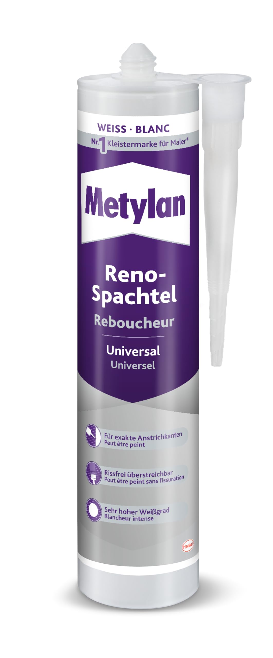 Metylan RenoMur, Dispersionsspachtelmasse zum Füllen von Rissen und Löchern, für gering dehnungsbeanspruchbare Fugen, rissfrei überstreichbar, sehr leicht zu verarbeiten, 1x300ml (Packung mit 6)