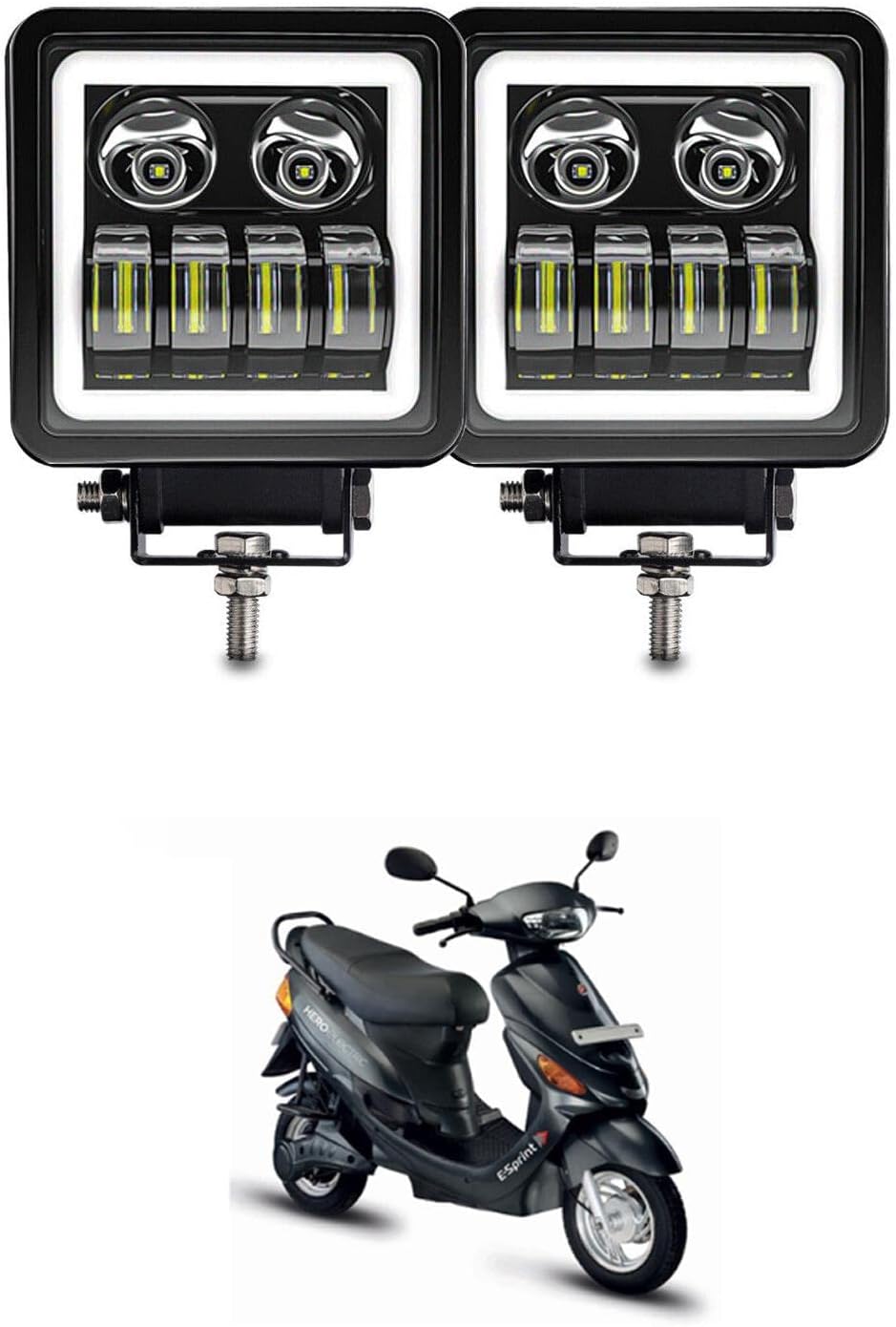 XZRTZ 12.7 cm / 5 Inch 50 Watt LED Work Light 9-36 V Fog Light LED 4x4 Headlight 12 Volt LED Additional Head-light Motor-cycle Tractor Boat Car Light With Blue Drl Compatible With H-ero E Sprint