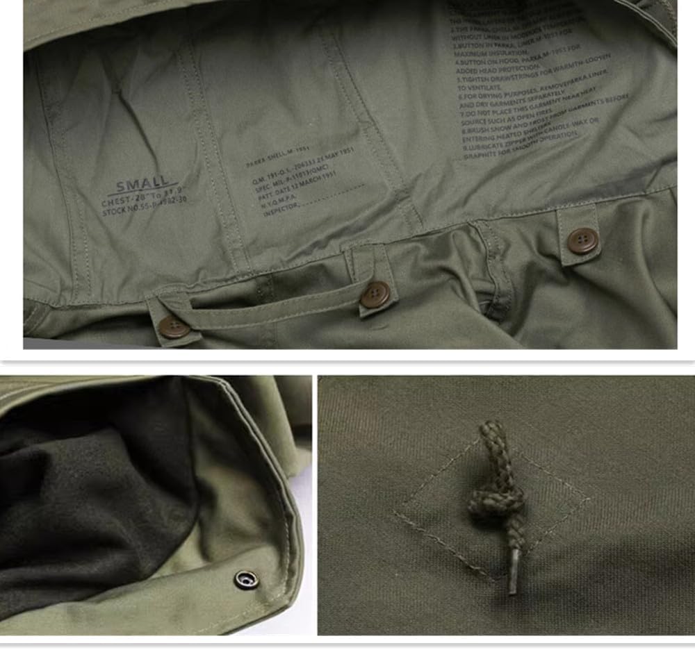 M1951 M51 Fishtail Parka Men's Windbreaker Fishtail Coat Pure Cotton Replica WW2 US