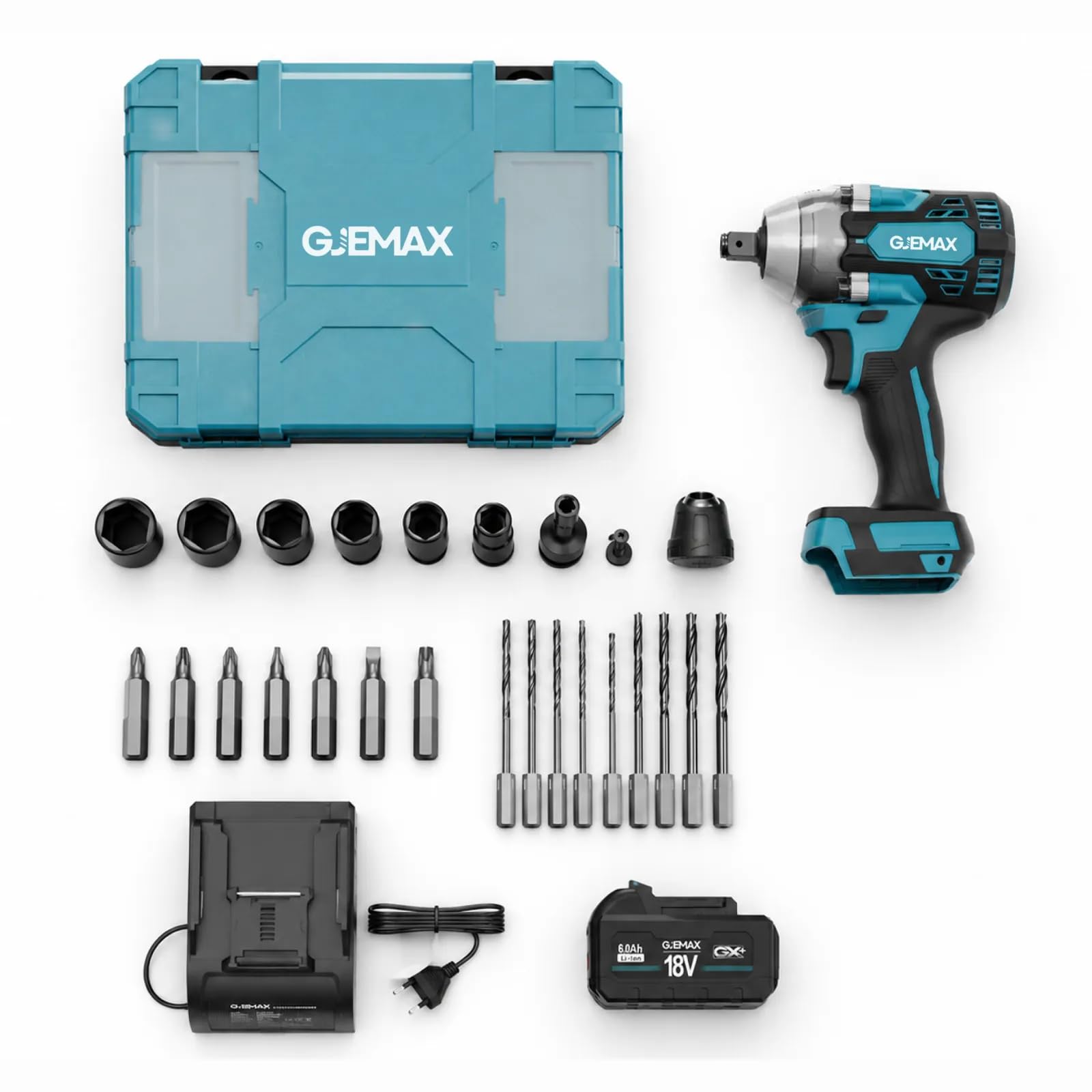Akku-Schlagschrauber Set - 18V, 520 Nm, 6 Ah Akku, Koffer-Set