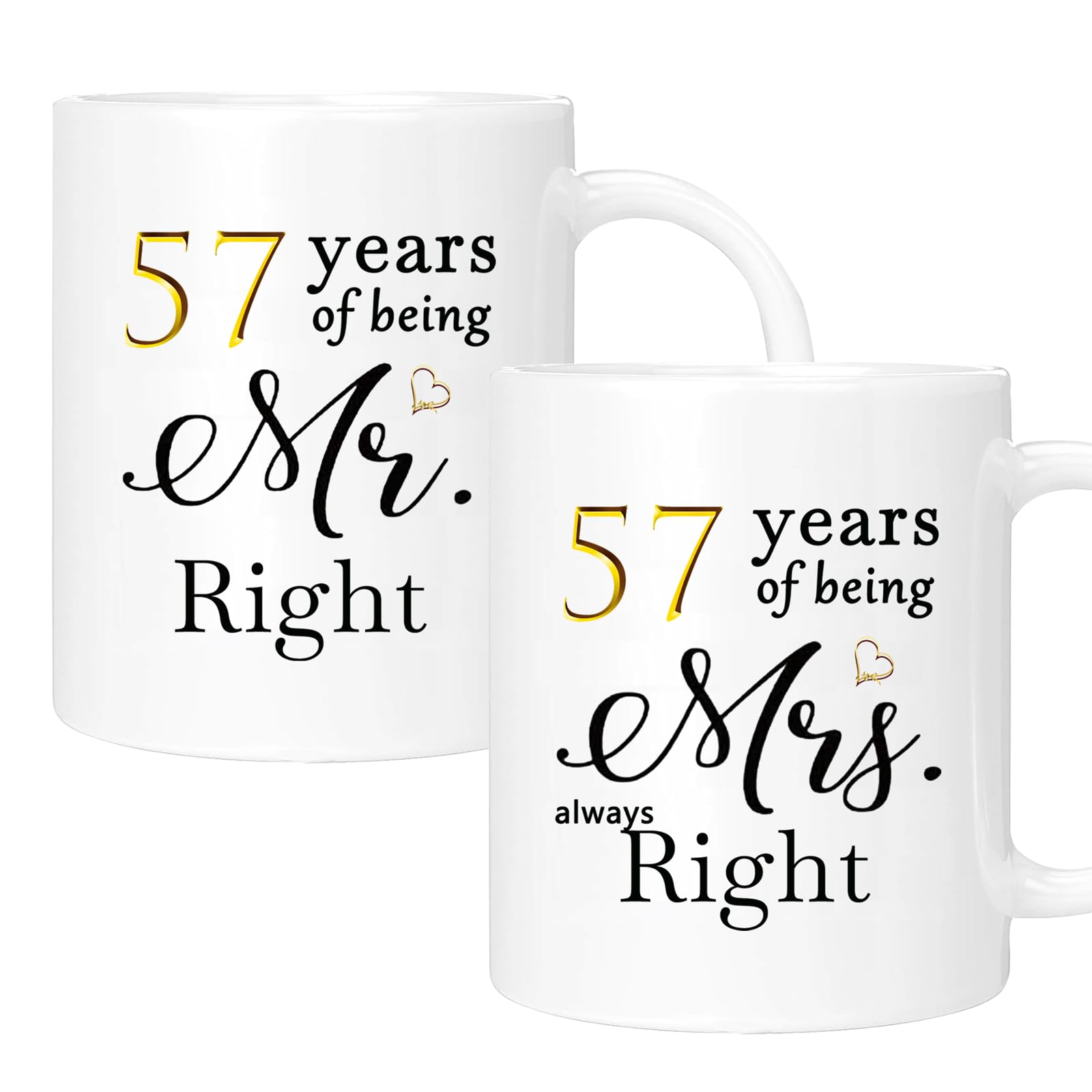 ERYUWOZA 57th Anniversary Coffee Mugs Set of 2, 57 Year Anniversary Wedding Gifts Decorations for Couple Parents Grandparents Men Women Husband Wife