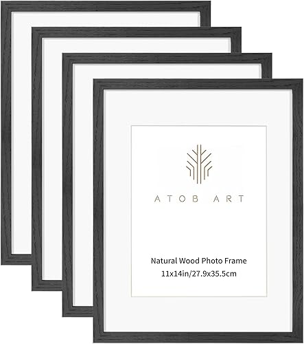 Vista 9 de ATOBART Portarretratos de 5 x 7 pulgadas, hecho de madera maciza de roble cubierto por vidrio real, marco de fotos de madera natural de 5 x 7