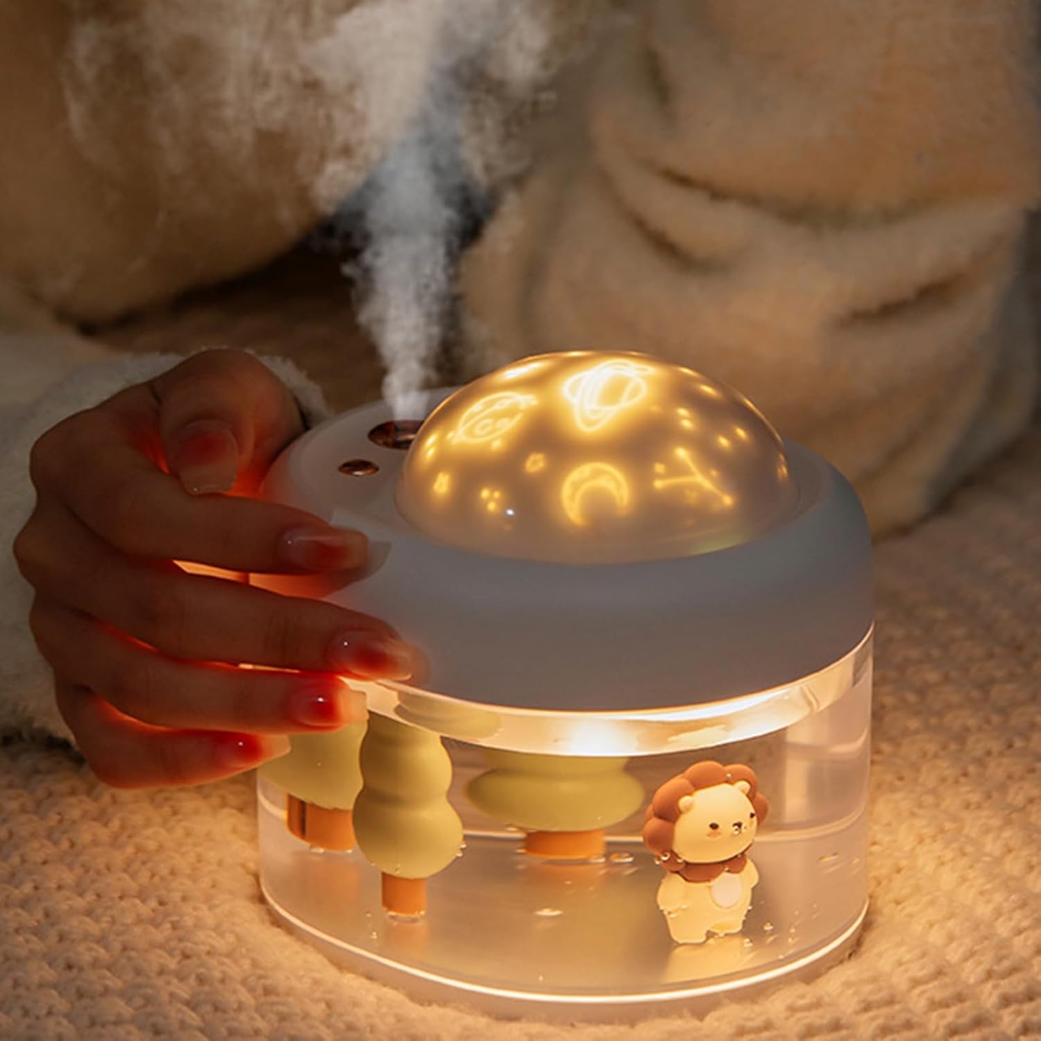 Humidifier With Projection Atmosphere Lamp 3 Lights Mode USB Charging Portable For Car Office Bedroom