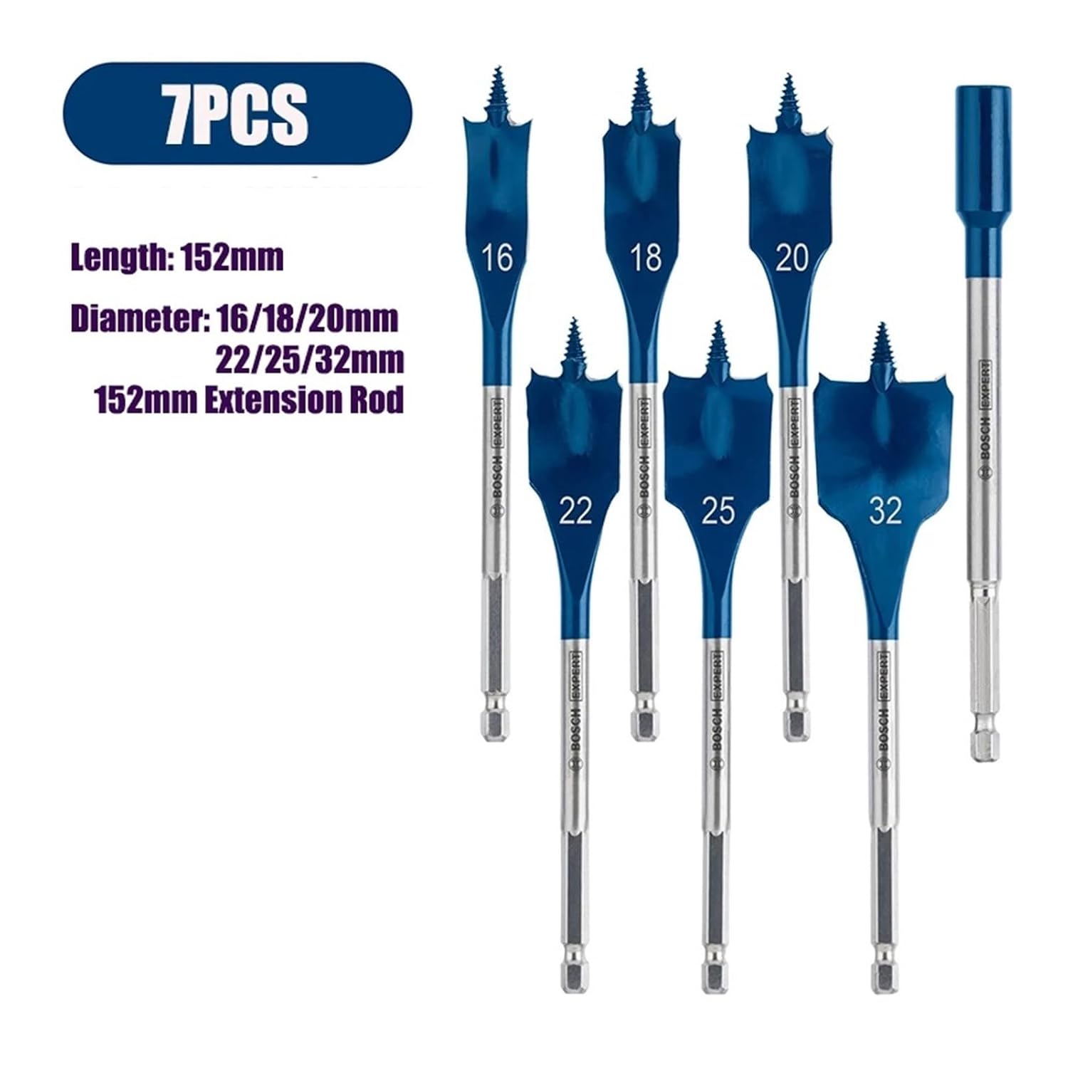 Spade Drill Bit Flat Drill Cabinet Keyhole Opener High Speed ​​Steel Bit Set 152mm(6)