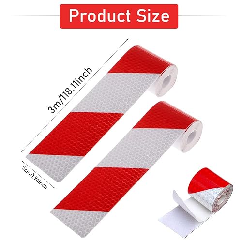Miniatura 3 de Tiras reflectantes para remolque de 20 pies, cinta reflectante roja y blanca de alta visibilidad, cinta reflectante de precaución, impermeable al