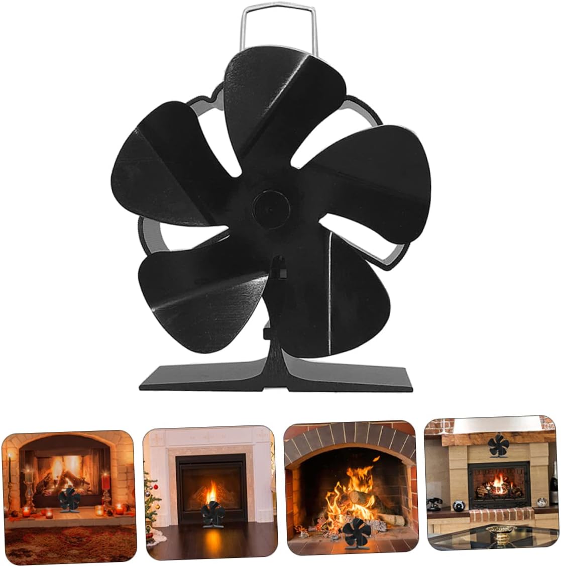 IMIKEYA 1 PC Black Fireplace Fan Heat Powered Stove Fan with Silent Motors for Efficient Airflow for Home Use Enhances Room Heating Without Electricity