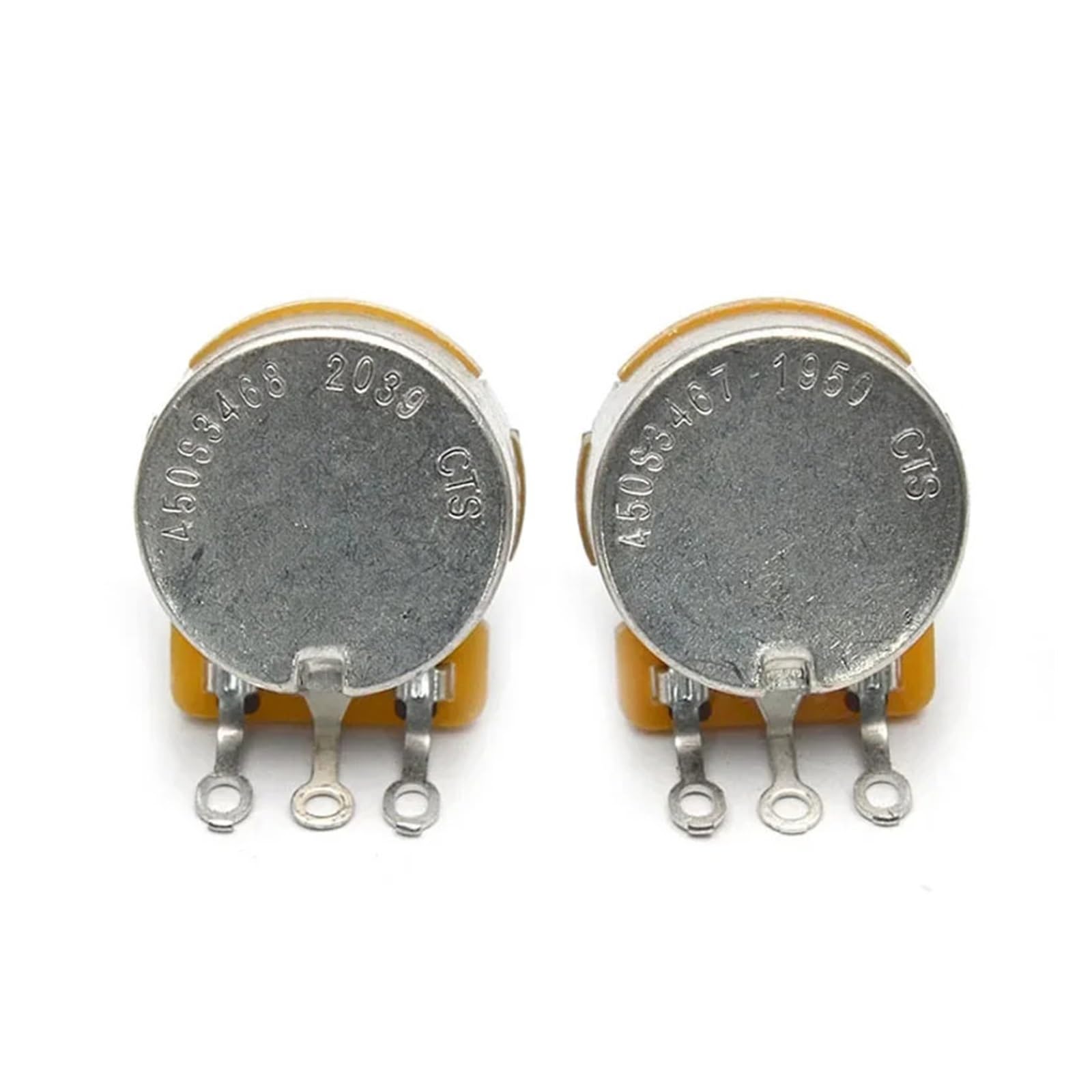 4 potenciómetros de tono de volumen con eje de latón/aluminio de 250k/500k, ollas CTS Log A o lineales for guitarras eléctricas, 4 Uds.(CTS 450S A250K)