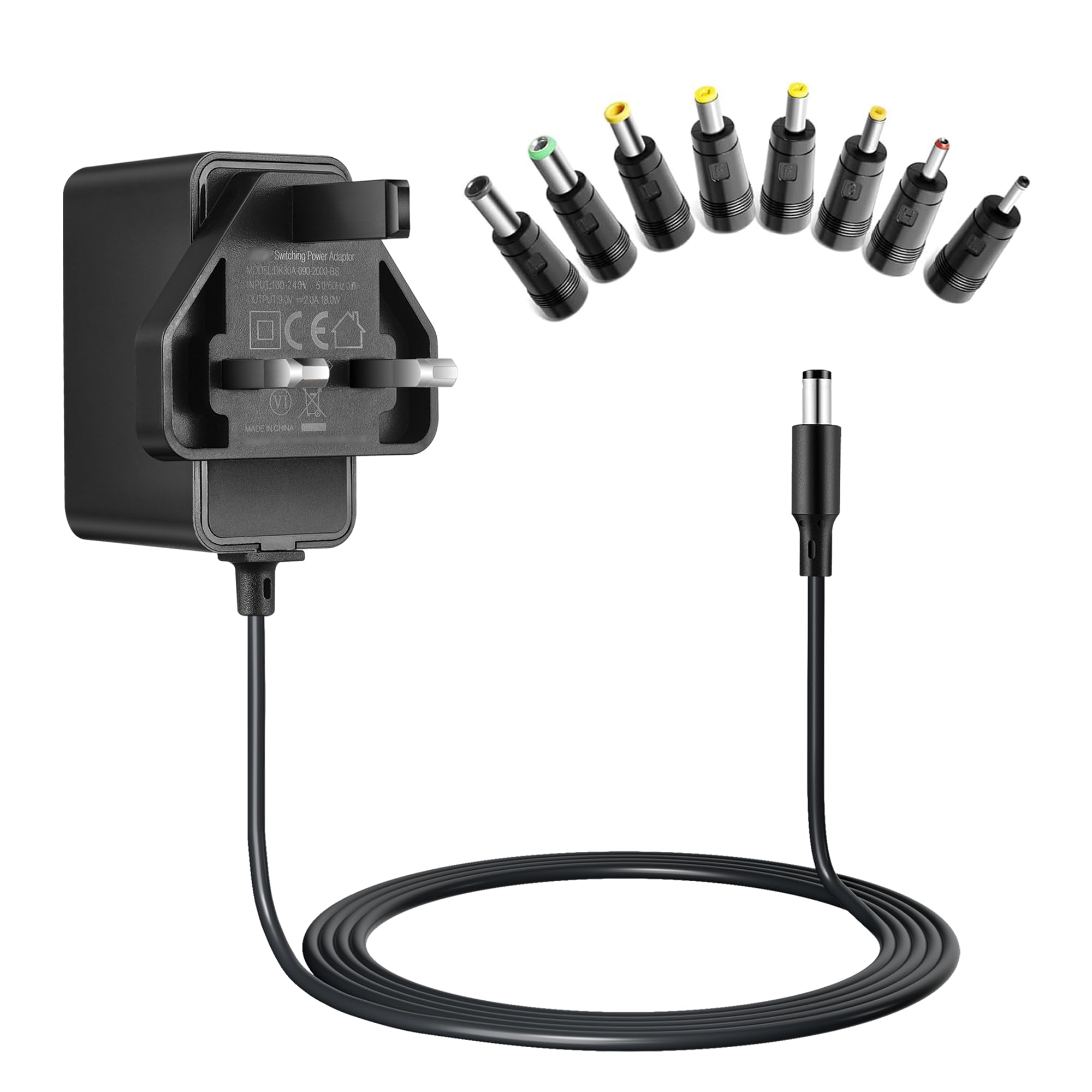 Tonton 9V Power Supply, 2A 1.5A 1A DC Adapter with 8 Tips for Crosley Record Player CR8005A I II III Series, Arduino Uno R3, Schwinn Exercise Bike, Korg Volca Syth Bass, Bowflex Max Trainer, 2M