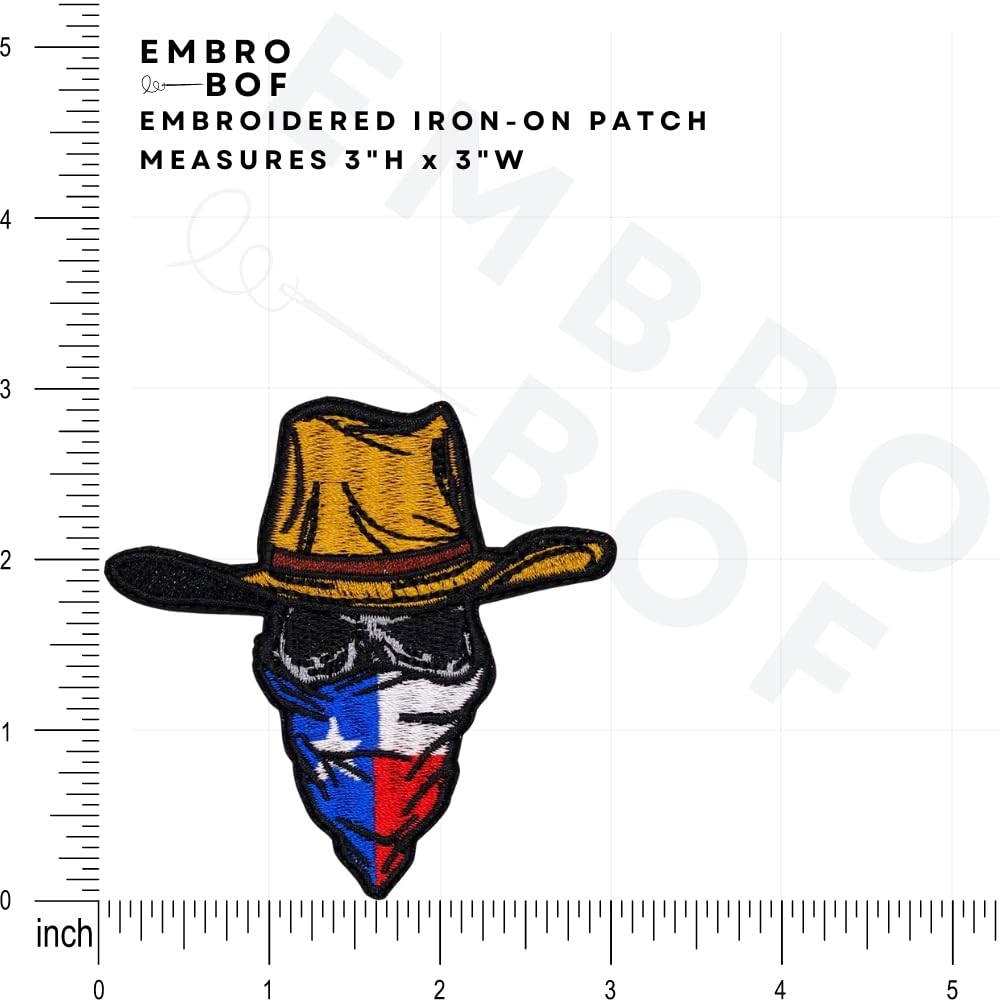 Parche de The Texas Bandit – Parche de 7.6 cm, parche colorido Outlaw Texas – Parches bordados de vaquero para sombrero