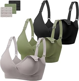 3 Pack Nursing Bras for Breastfeeding Smooth Seamless Maternity Bras Sleep Bra Wireless Bralette with Bra Extenders
