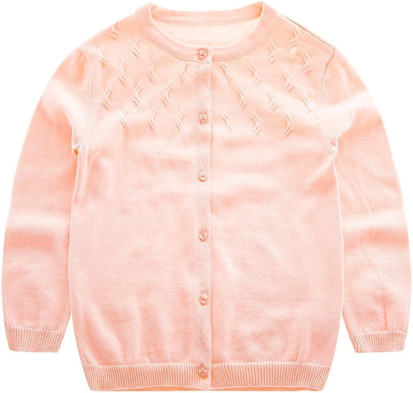 KASULAR Baby Girl Sweaters Pure Color Knitting Patterns Cardigan 1-5Years Spring (12Months, Pink)