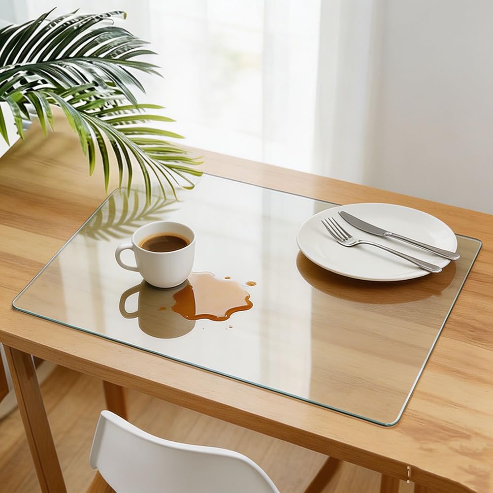 Sous-main givré 50/80/100/120 cm - Protection de table en PVC imperméable pour cuisine/bureau/commode, bord rond transparent (2 mm d'épaisseur, 40 x 120 cm)