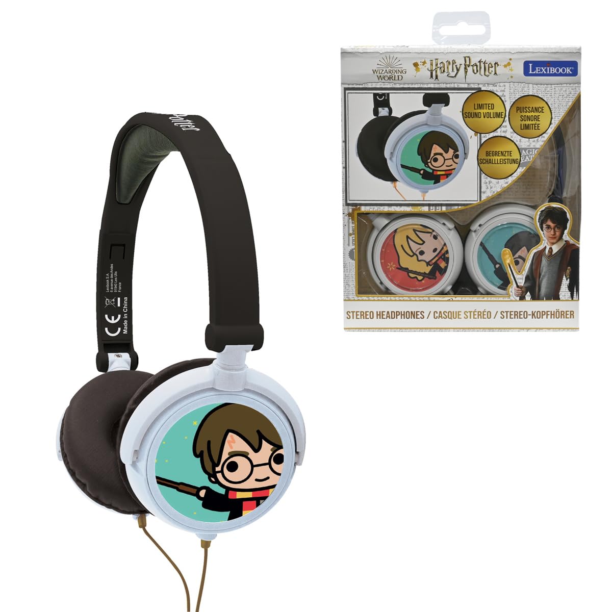 LEXIBOOK Harry Potter Stereo Headphone,safe volume, foldable and adjustable, White/gold HP015HPLXB