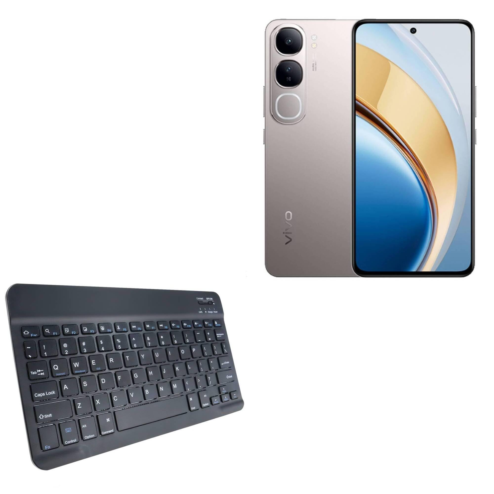 BoxWave Keyboard Compatible with vivo Y200 4G - SlimKeys Bluetooth Keyboard, Portable Thin with Chiclet-Style Keys - Jet Black