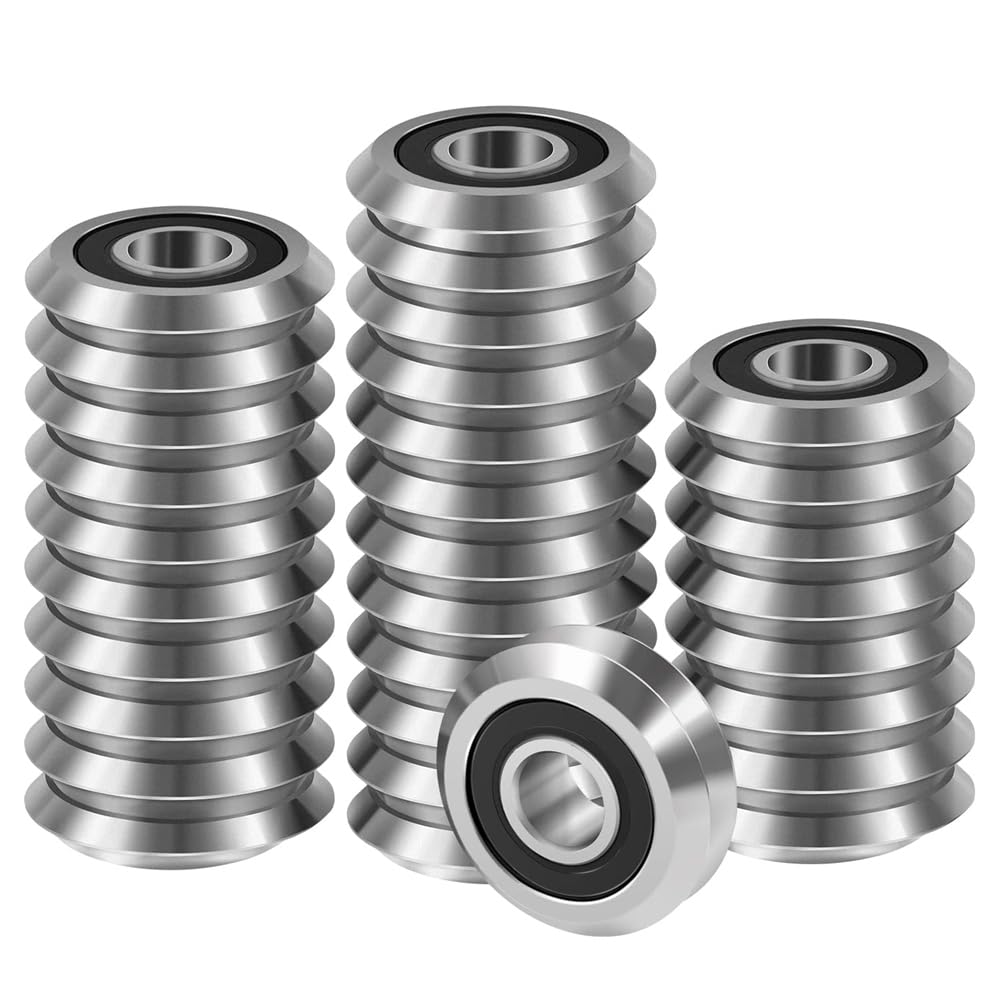 RM2- Rodamiento de Bolas de Rodillos de 3/8'' con Ranura en V, Rodamiento de Rodillos Sellado de Goma de Doble Cara, 16 Piezas