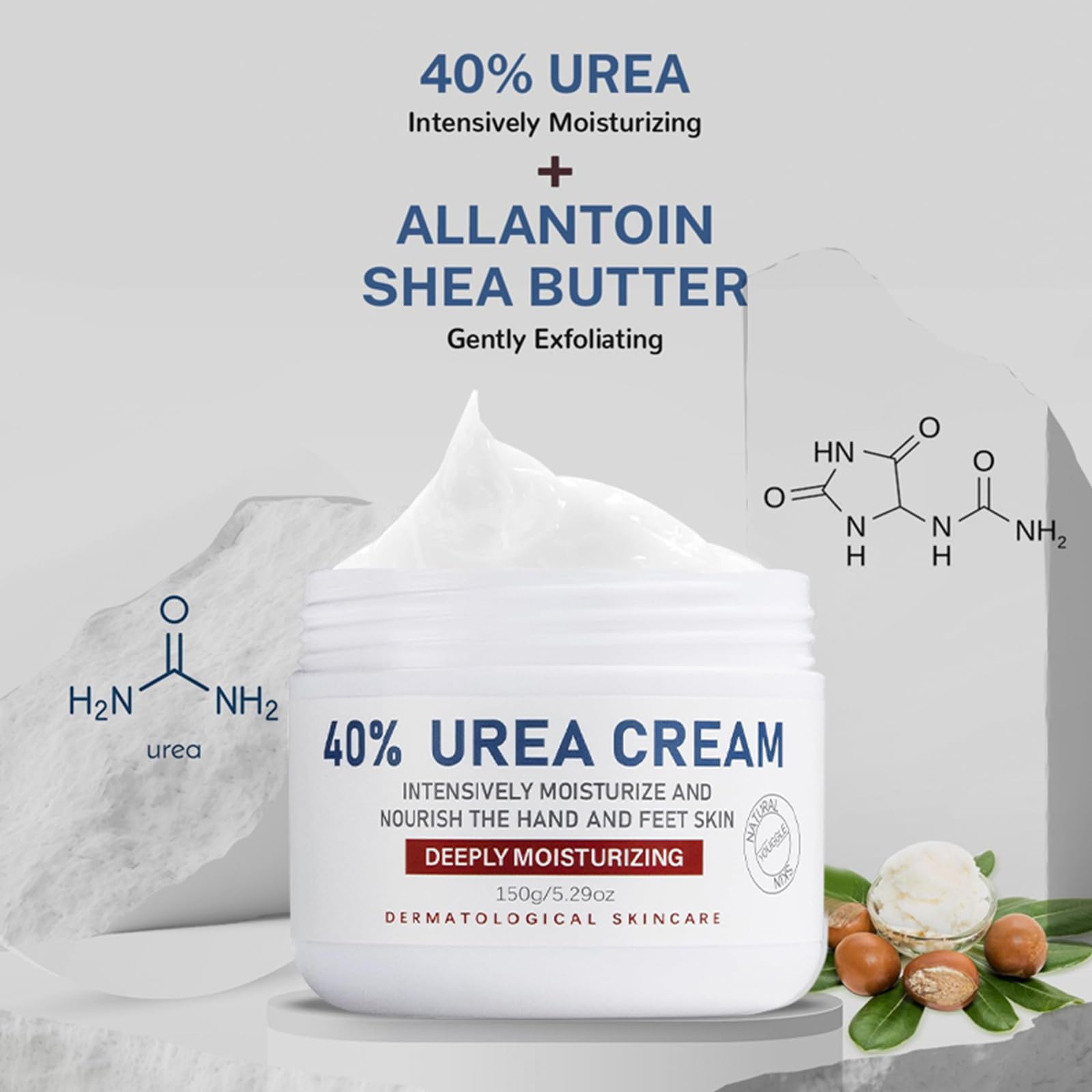 Urea Cream 40 Percent, Urea Foot & Hand Cream for Cracked Heels and Dry Skin 40% Urea Foot Cream for Deep Moisturizing Dry - Image 2