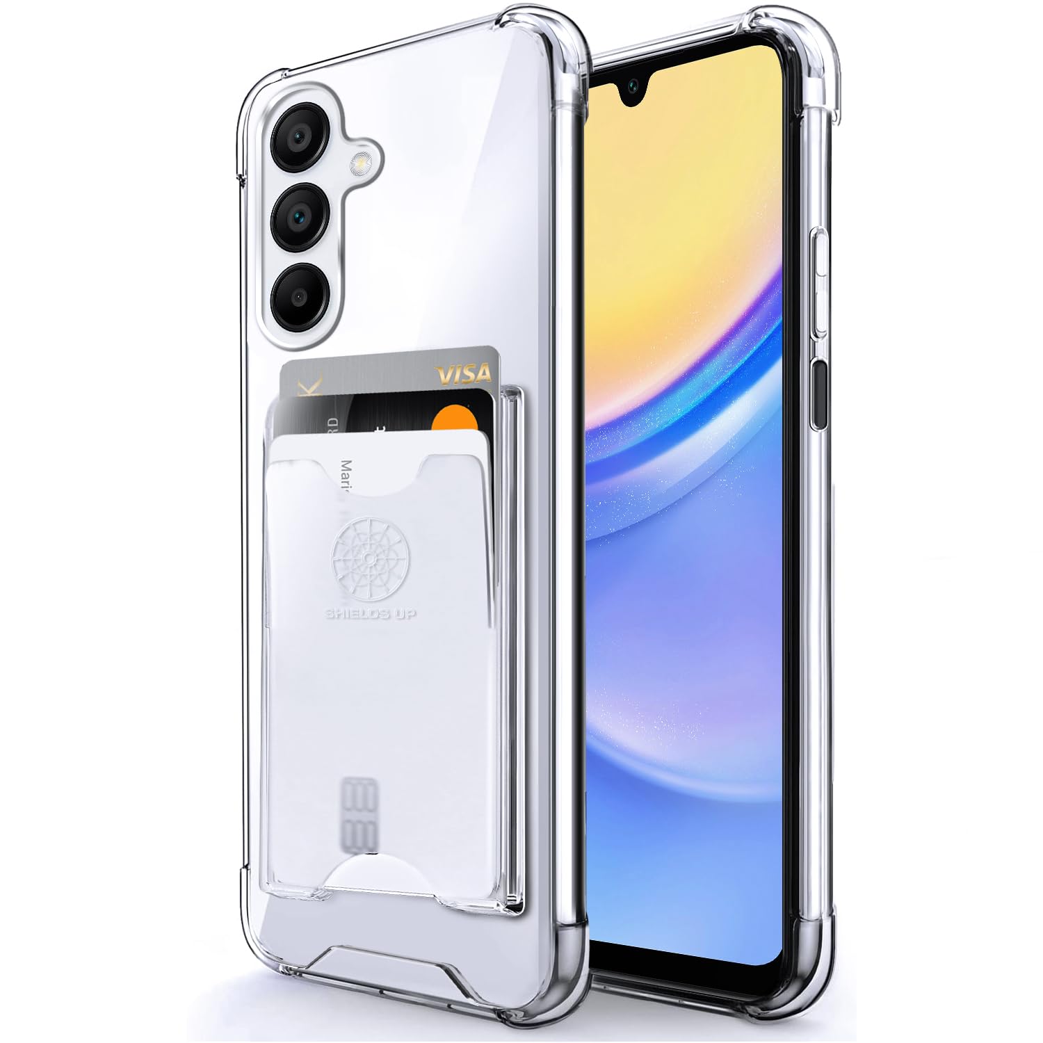 SHIELDS UP for Samsung Galaxy A16 5G, Wallet Minimalist Case with Card Holder [3 Cards], Transparent Slim Shockproof TPU Bumper Cover for Samsung Galaxy A16 - Clear