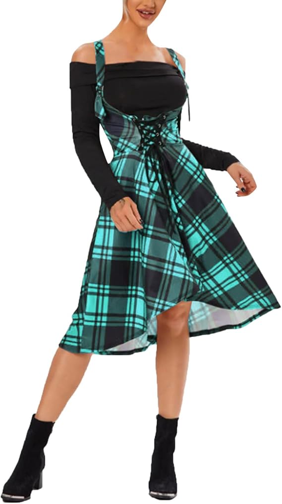 Amazon Co Jp キャミワンピース レディース 長袖 秋 ワンピース オフショルダー 60年代 レトロワンピース チェック柄 ゴシック ワンピース Aライン パーティードレス 膝丈 かわいい フォーマル ロカビリー エレガント お呼ばれ 二次会 女子会 ファッション