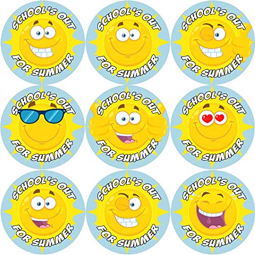 144 Schools Out for Summer - Sunshine End of Term Year Teacher Reward Stickers Size 30 mm