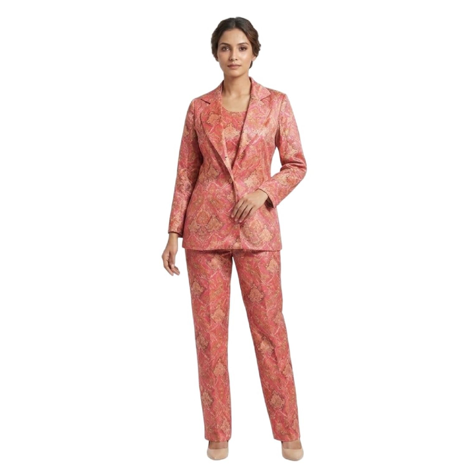Women Coat Suit Indo Western Pink | Stylish Fusion Ethnic Outfit with Modern Traditional Design | Festive Office Wedding Reception Evening & Celebration Outfit for Women-image-44