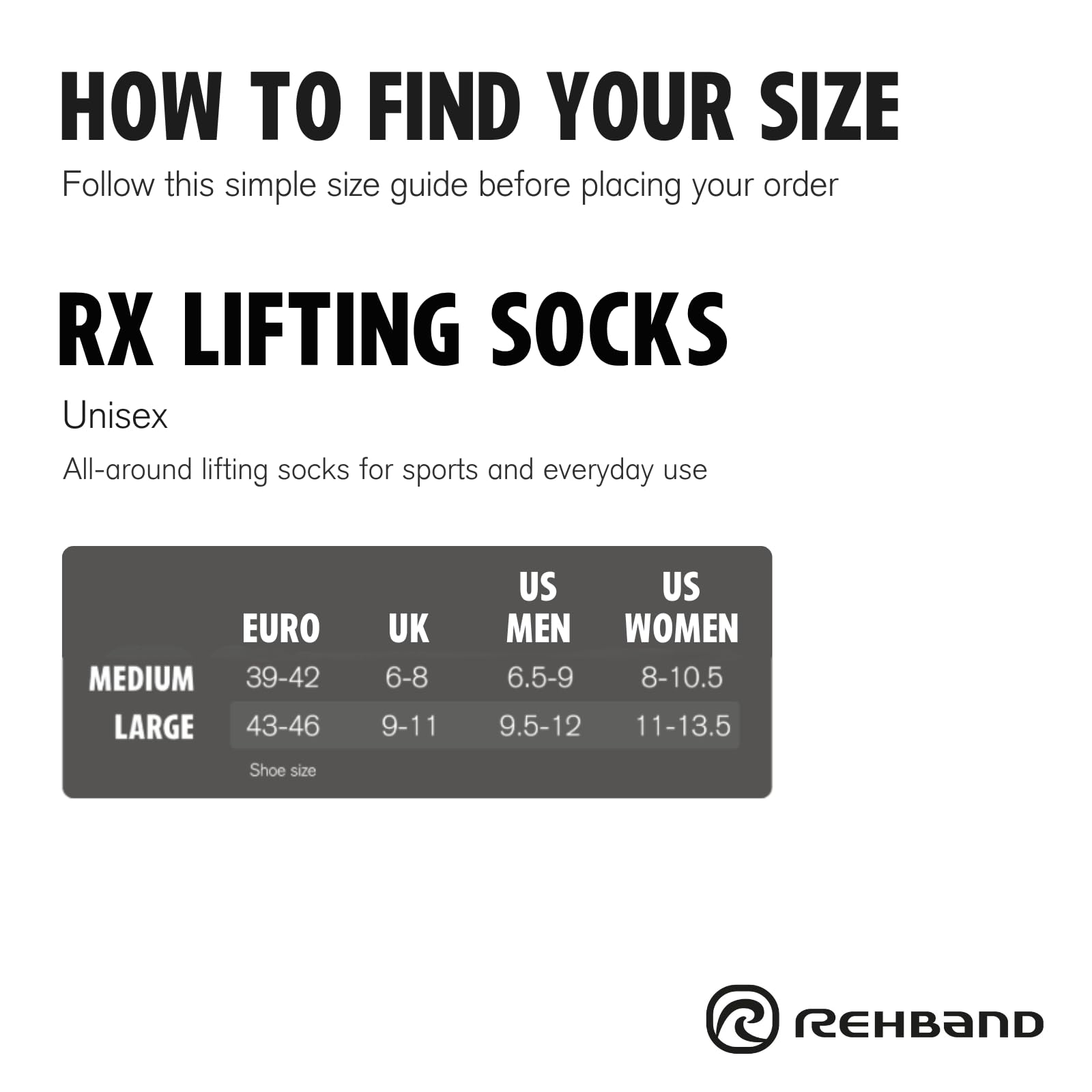 Rehband Lifting Socks | Kompressionssocken für Weightlifting, Powerlifting & Kraftsport, Deadlift Socken mit Stabilität & Schutz, rutschfest & atmungsaktiv, Herren & Damen