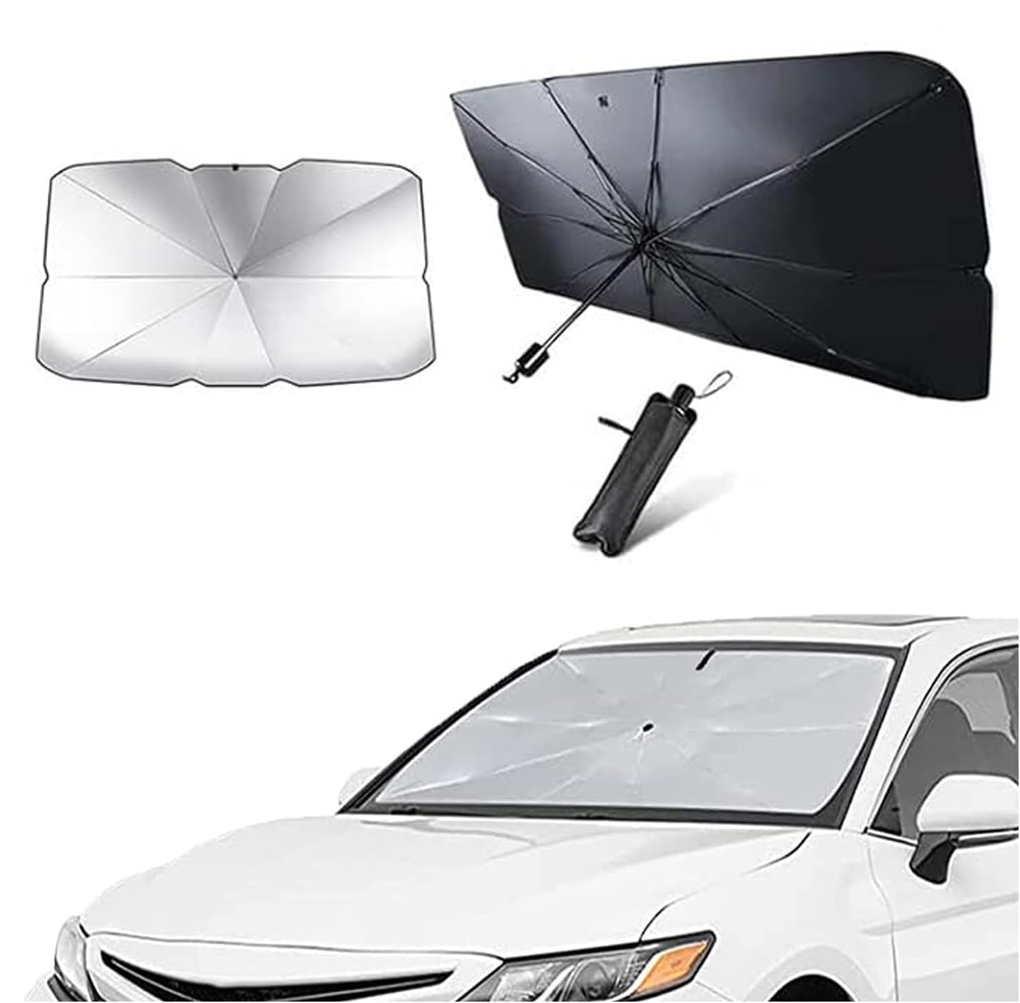 YMYQF Car Windshield Sun Shade Umbrella for FIAT Bravo Palio UNO Tipo 500 500L 500X Ducato, Sun Shield Cover Sun Visor Full Cover Front Windscreen Sun Shade Protector