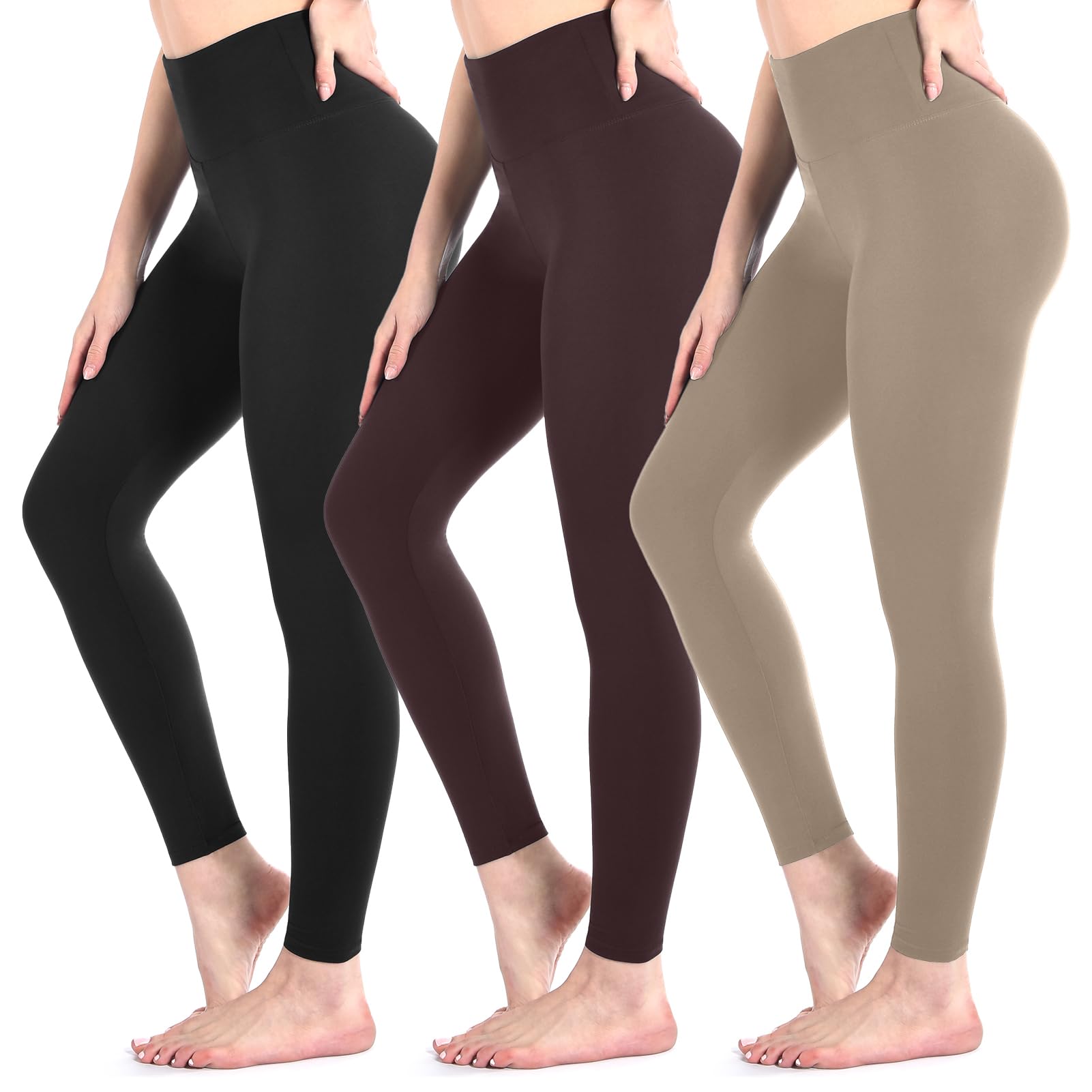 3 Pack Black Leggings for Women, High Waisted Buttery Soft Leggings for Workout Running Yoga — view 12
