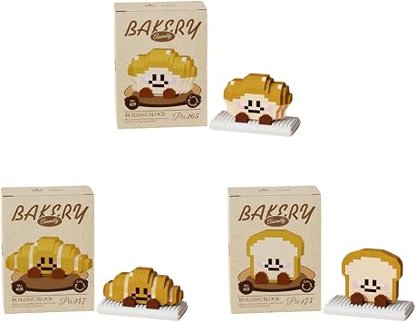 3 Pack Food Building Block Sets, Bread Mini Bricks Micro Building Blocks Party Favors Gift for Adults Bread A-2