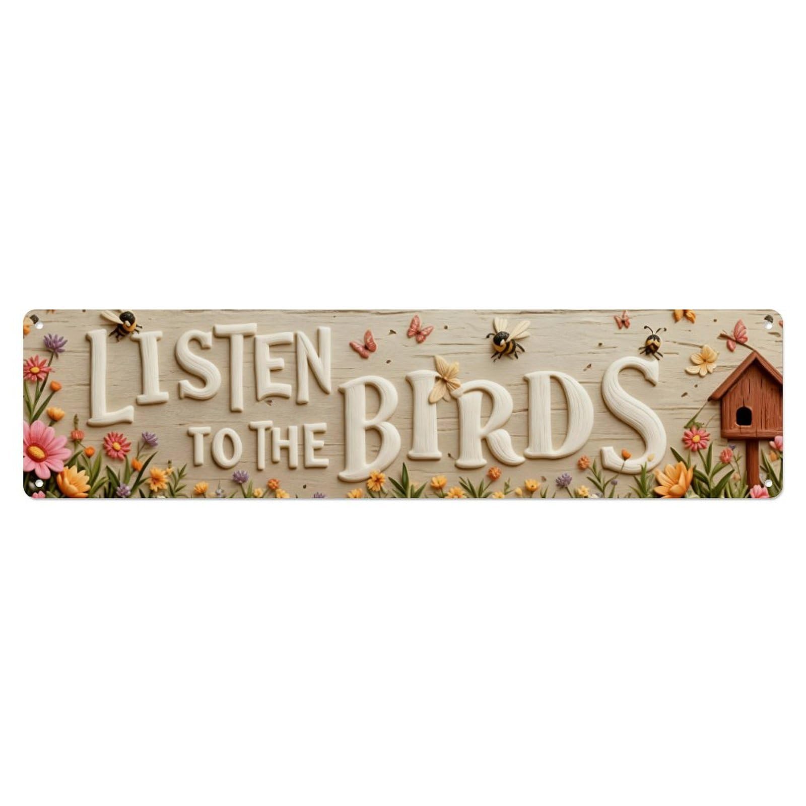 Iageret Vintage Listen To The Birds Metal Tin Sign Retro Wall Decor, Bar Garage Cafe Kitchen Home Wall Art Poster Decoration 4X16inches
