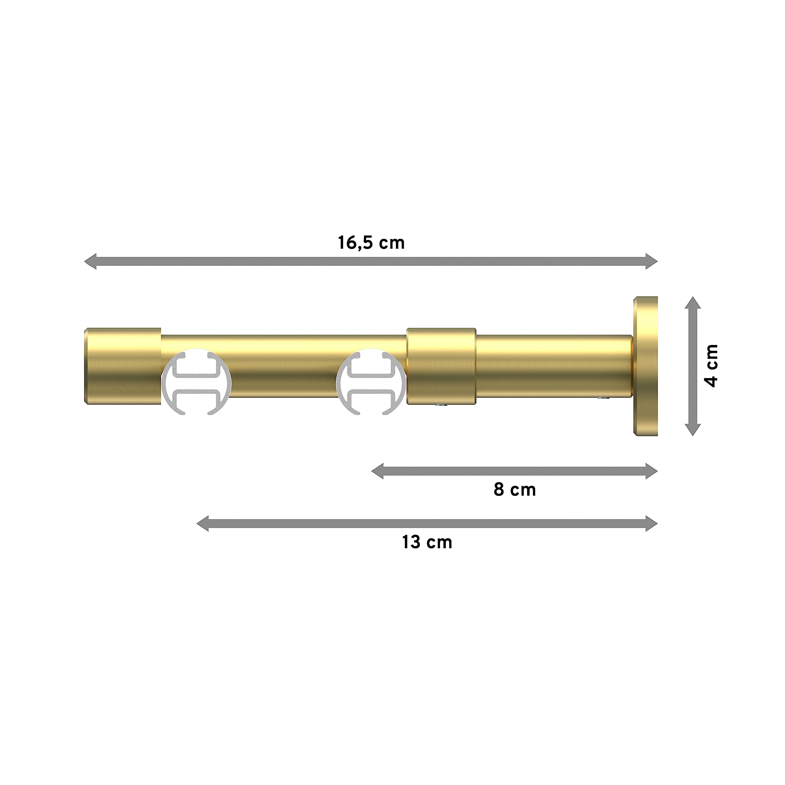 INTERDECO Innenlauf-Gardinenstange 20 mm 2-läufig, moderne Innenlaufstange aus Metall, Messing-Optik, zur Wandmontage, Typ 10213426, 220 cm